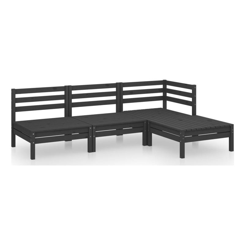 vidaXL Wood Medium Garden Lounge Set in Black