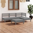 vidaXL 5 Piece Wood Medium Garden Lounge Set in Gray