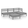 vidaXL 5 Piece Wood Medium Garden Lounge Set in Gray