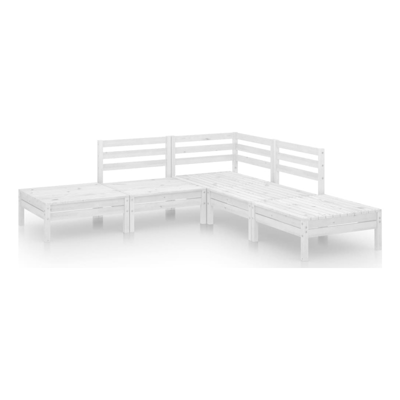 vidaXL 5 Piece Wood Large Garden Lounge Set in White