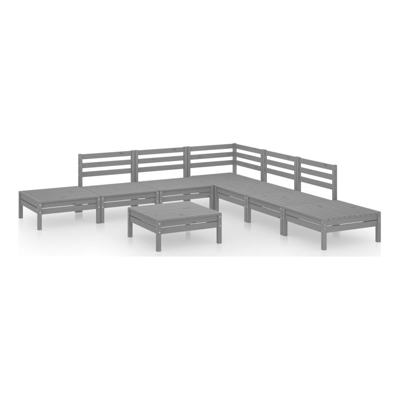 vidaXL 8 Piece Wood Small Garden Lounge Set in Gray