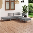 vidaXL 5 Piece Wood Medium Garden Lounge Set in Gray