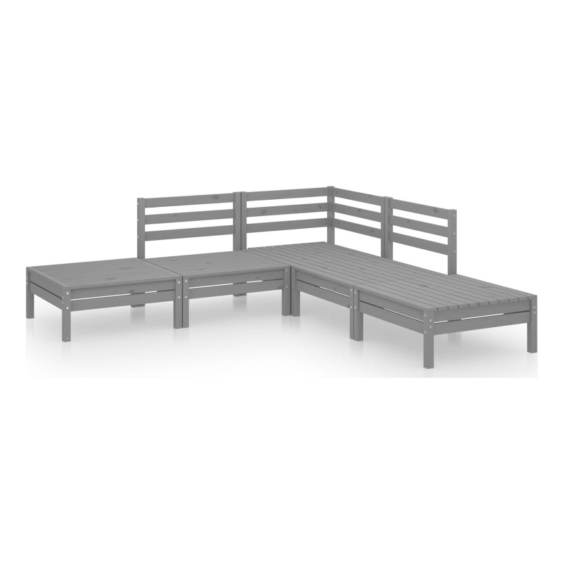 vidaXL 5 Piece Wood Medium Garden Lounge Set in Gray