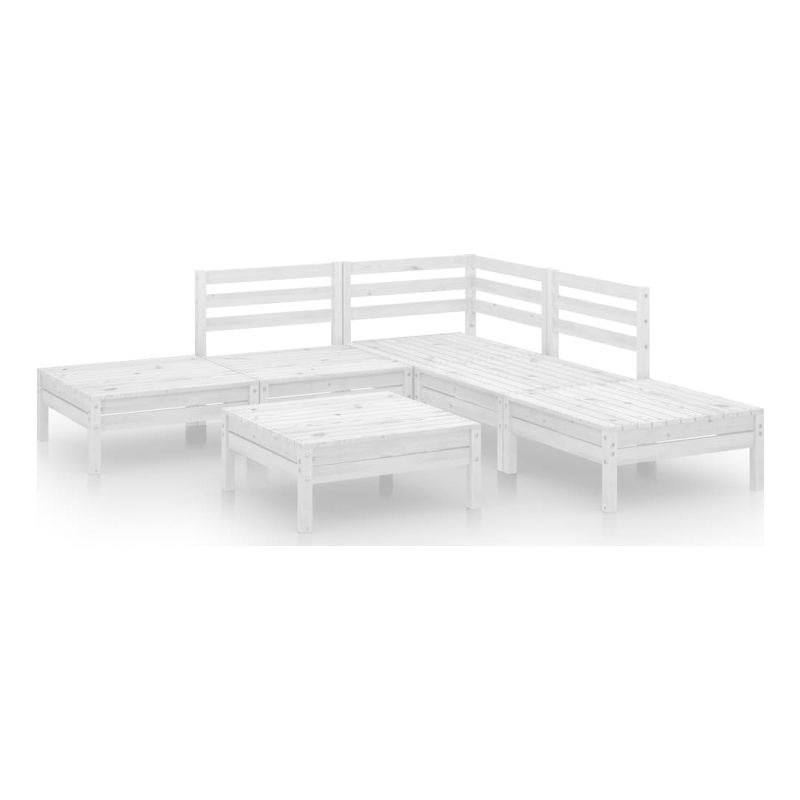 vidaXL 6 Piece Wood Medium Garden Lounge Set in White