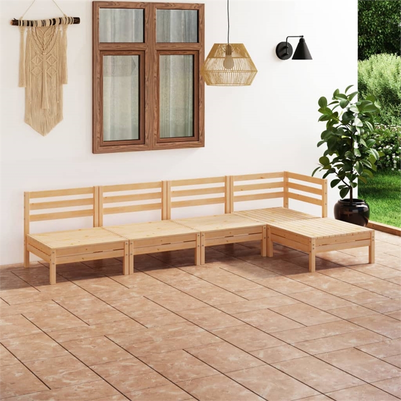 vidaXL 5 Piece Wood Garden Lounge Set in Natural