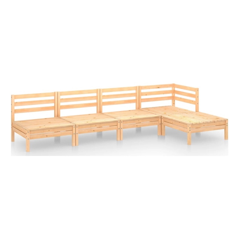 vidaXL 5 Piece Wood Garden Lounge Set in Natural