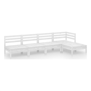 vidaxl 5 piece wood garden lounge set in white