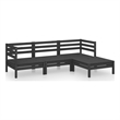 vidaXL 4 Piece Wood Garden Lounge Set in Black