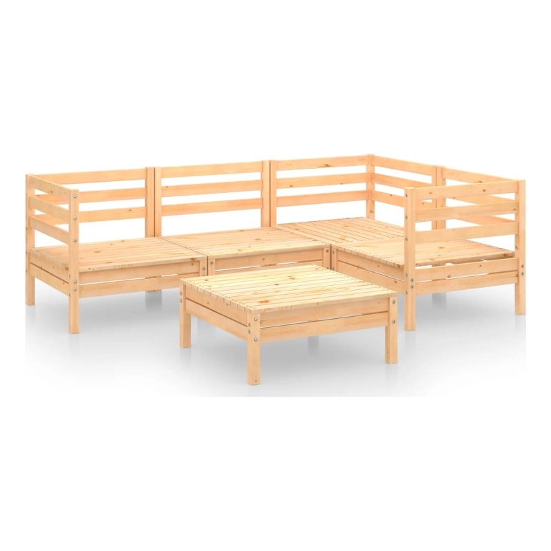 vidaXL 5 Piece Wood Medium Garden Lounge Set in Natural