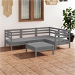 vidaXL 5 Piece Wood Standard Garden Lounge Set in Gray