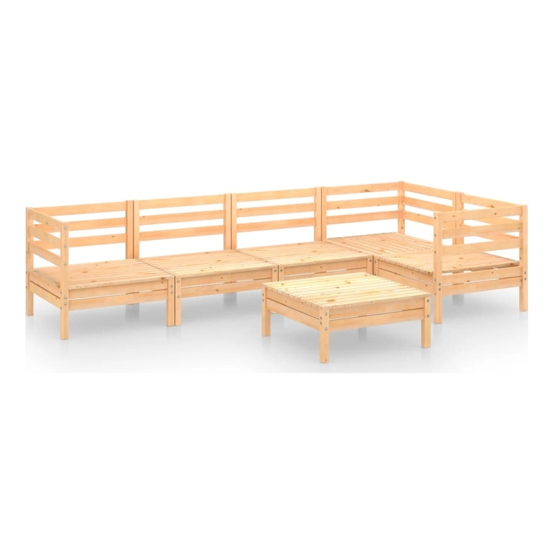 vidaXL 6 Piece Wood Medium Garden Lounge Set in Natural