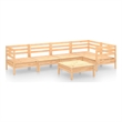 vidaXL 6 Piece Wood Medium Garden Lounge Set in Natural