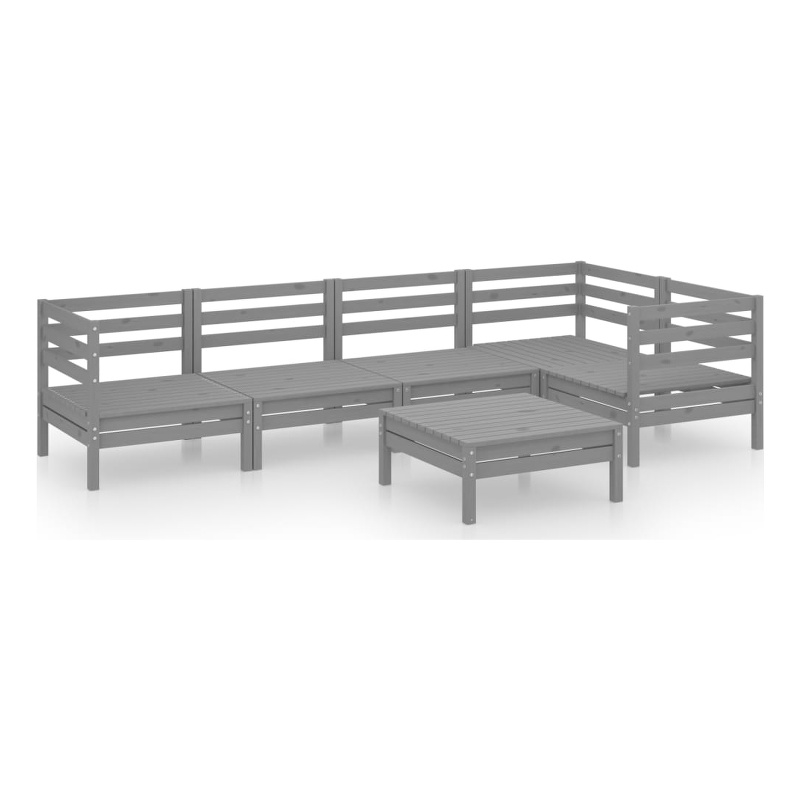 vidaXL 6 Piece Wood Garden Lounge Set in Gray