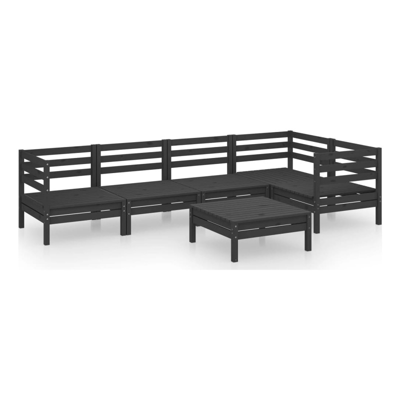 vidaXL 6 Piece Wood Garden Lounge Set in Black