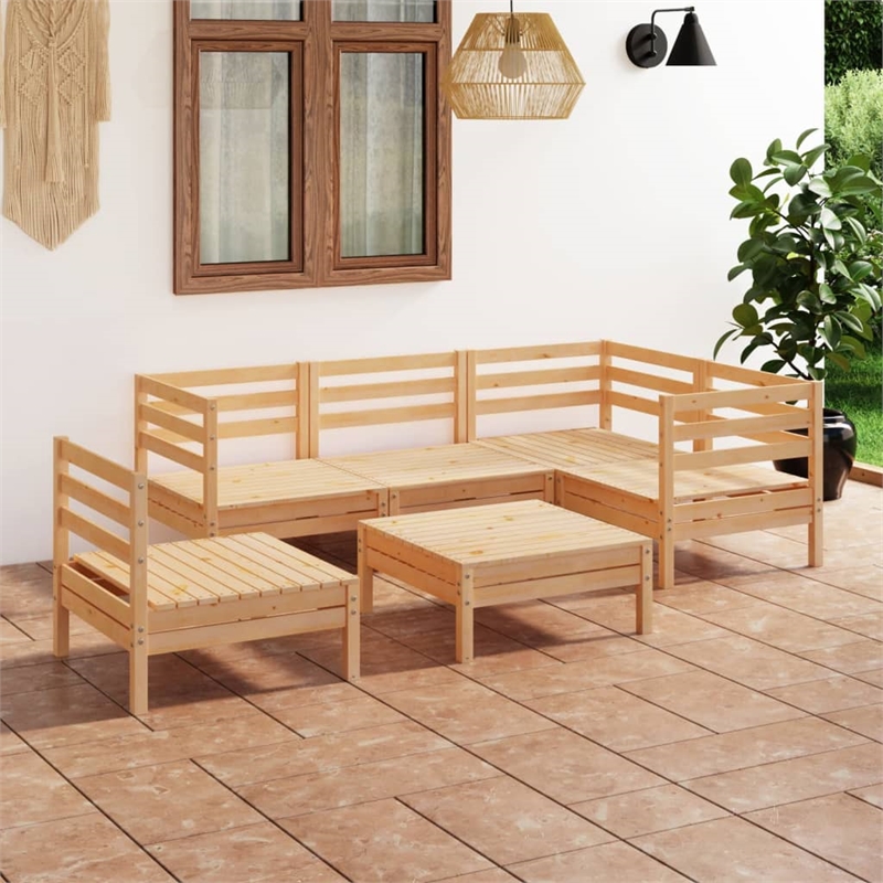 vidaXL 6 Piece Wood Garden Lounge Set in Natural