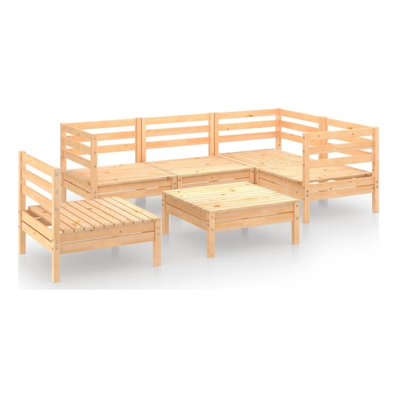 vidaXL 6 Piece Wood Garden Lounge Set in Natural