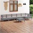 vidaXL 7 Piece Wood Medium Garden Lounge Set in Gray