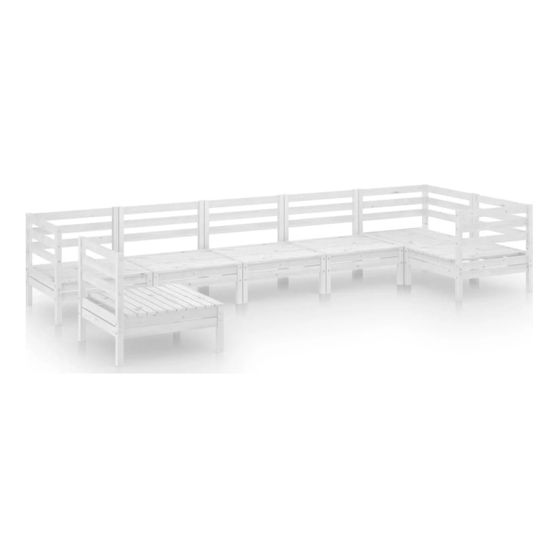 vidaXL 7 Piece Wood Large Garden Lounge Set in White