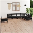 vidaXL 7 Piece Wood Large Garden Lounge Set in Black