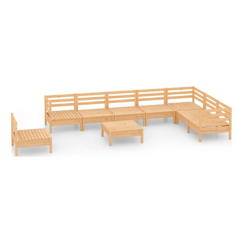 vidaXL 9 Piece Wood Medium Garden Lounge Set in Natural