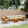 vidaXL 7 Piece Solid Acacia Wood Garden Lounge Set in Cream/Natural