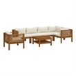 vidaXL 7 Piece Solid Acacia Wood Garden Lounge Set in Cream/Natural