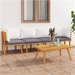 vidaXL 4 Piece Solid Acacia Wood Garden Lounge Set in White/Gray
