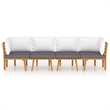 vidaXL 4 Piece Solid Acacia Wood Garden Lounge Set in White/Gray