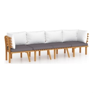 vidaXL 4 Piece Solid Acacia Wood Garden Lounge Set in White/Gray