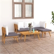 vidaXL Solid Acacia Wood Garden Lounge Set in White/Gray