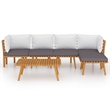 vidaXL Solid Acacia Wood Garden Lounge Set in White/Gray