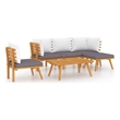 vidaXL Solid Acacia Wood Garden Lounge Set in White/Gray