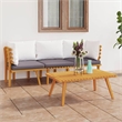 vidaXL 3 Piece Solid Acacia Wood Garden Lounge Set in White/Gray