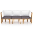 vidaXL 3 Piece Solid Acacia Wood Garden Lounge Set in White/Gray