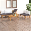 vidaXL 3 Piece Solid Acacia Wood Garden Lounge Set in White/Gray