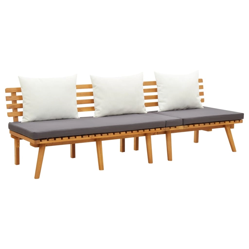 vidaXL 3 Piece Solid Acacia Wood Garden Lounge Set in White/Gray