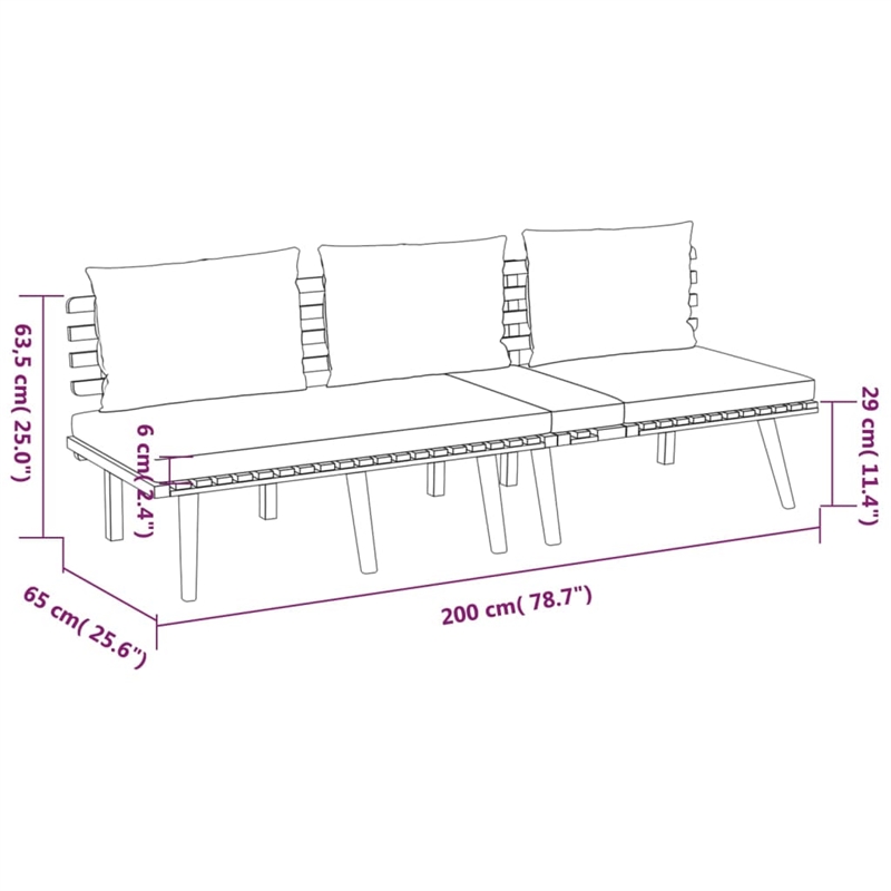 vidaXL 3 Piece Solid Acacia Wood Garden Lounge Set in White/Gray