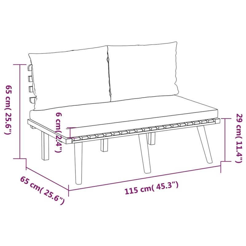 vidaXL 3 Piece Solid Acacia Wood Garden Lounge Set in White/Gray