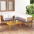 vidaXL Solid Acacia Wood Garden Lounge Set in White/Gray