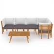 vidaXL Solid Acacia Wood Garden Lounge Set in White/Gray