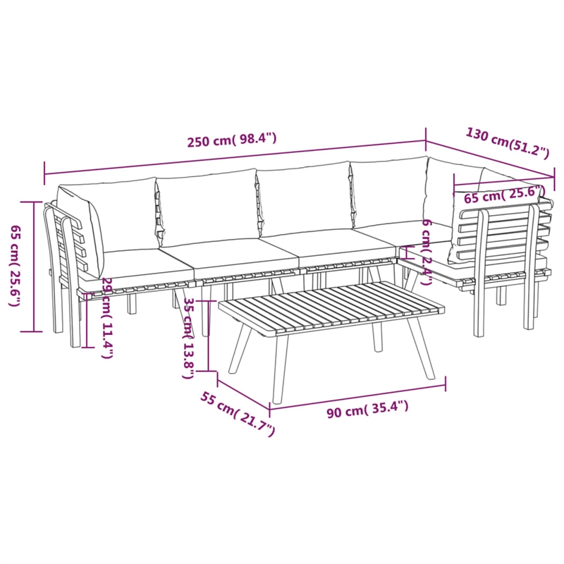 vidaXL Solid Acacia Wood Garden Lounge Set in White/Gray