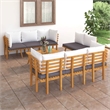 vidaXL 8 Piece Solid Acacia Wood Garden Lounge Set in White/Gray