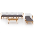 vidaXL 8 Piece Solid Acacia Wood Garden Lounge Set in White/Gray