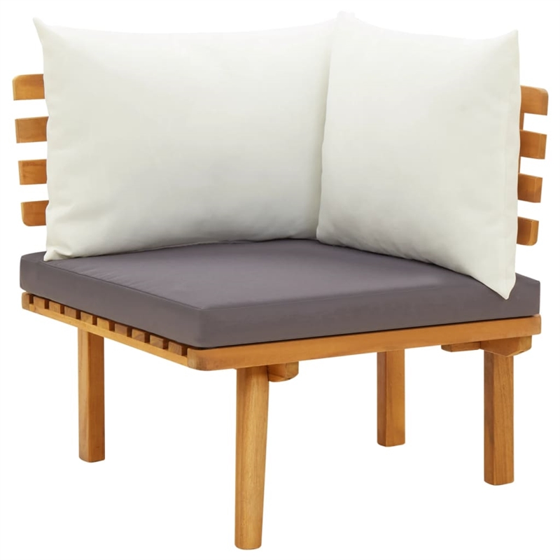 vidaXL 9 Piece Solid Acacia Wood Garden Lounge Set in White/Gray