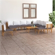 vidaXL Solid Acacia Wood Large Garden Lounge Set in White/Gray