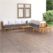 vidaXL 12 Piece Solid Acacia Wood Garden Lounge Set in White/Gray