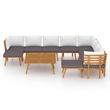 vidaXL 12 Piece Solid Acacia Wood Garden Lounge Set in White/Gray