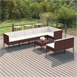 vidaXL 9 Piece Steel Garden Lounge Set in White/Brown/Cream