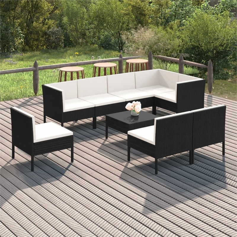 vidaXL 9 Piece Steel Garden Lounge Set in Black