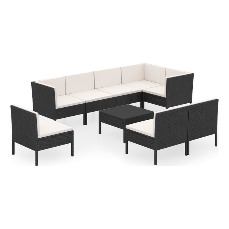 vidaXL 9 Piece Steel Garden Lounge Set in Black